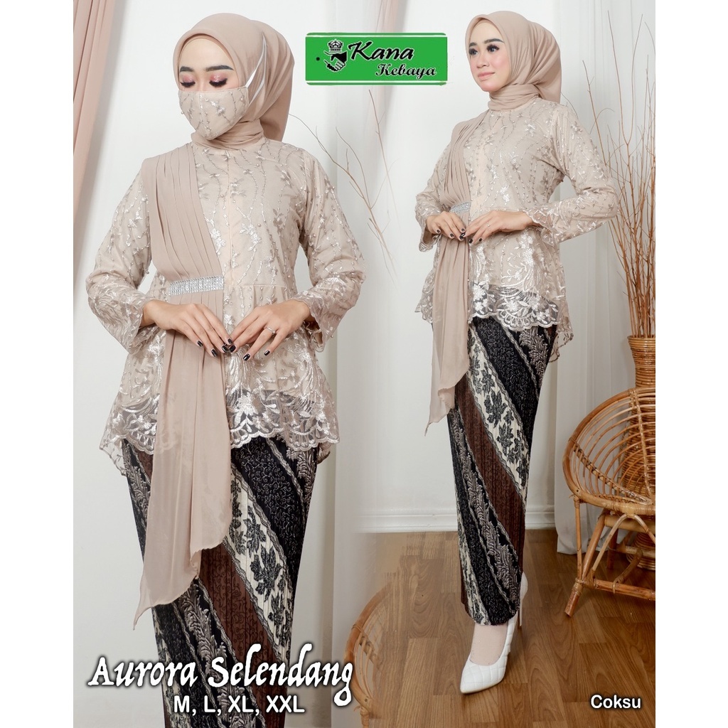 Atasan kebaya selendang/set kebaya aurora selendang/kebaya modern/blouse Amalia