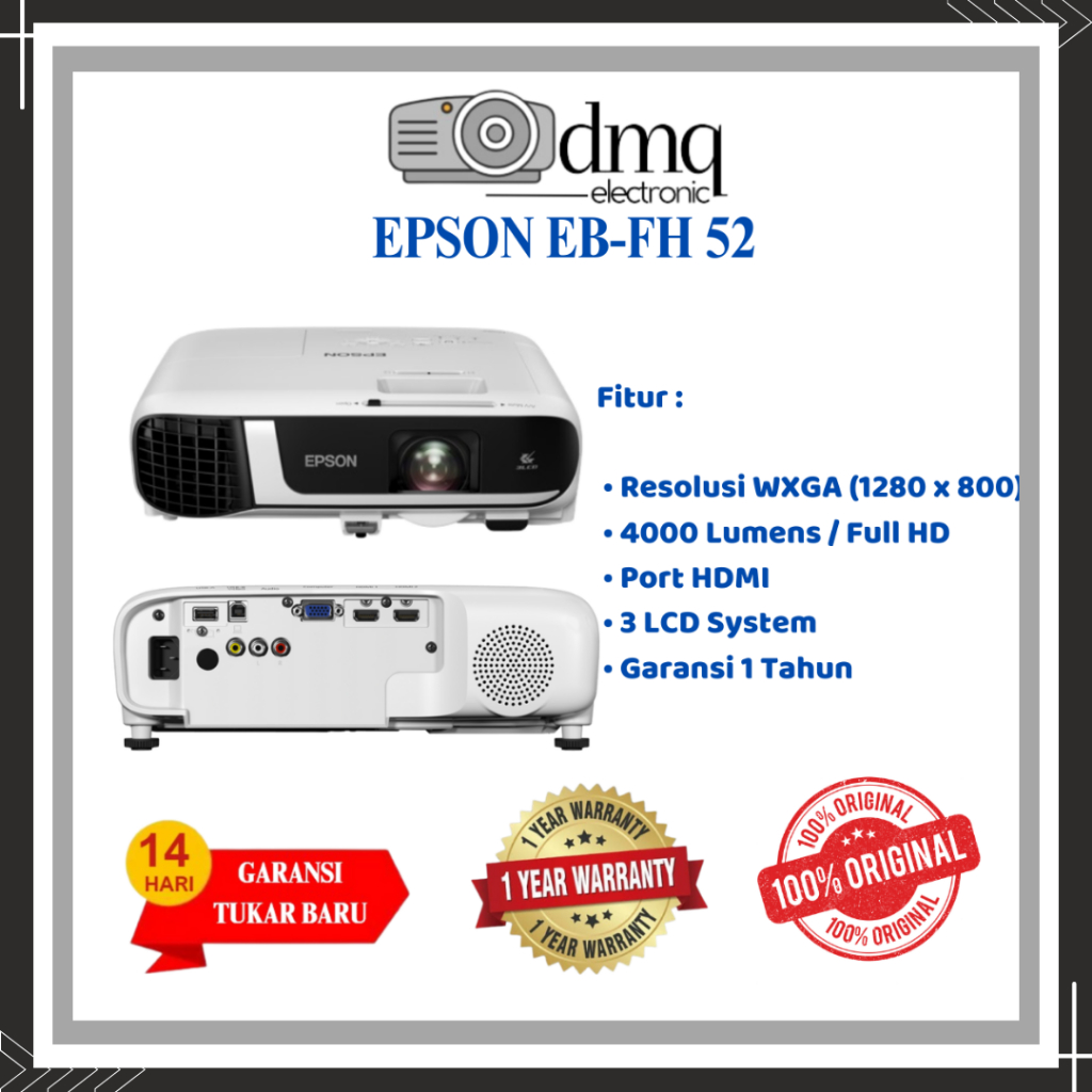 Proyektor epson Eb fh-52 4000 lumen / epson eb fh-52 Full HD proyektor