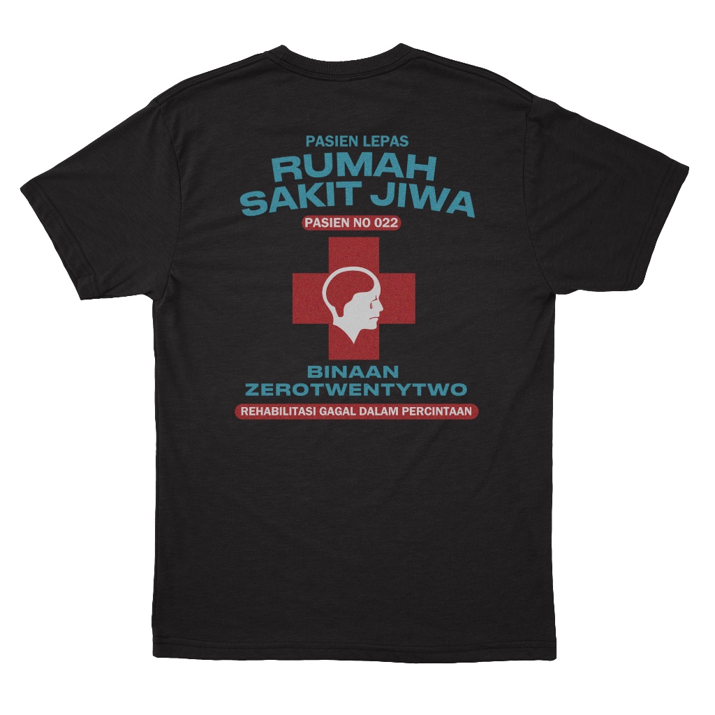 ZeroTwentyTwo T-Shirt Pasien RSJ Black | Kaos Pria Hitam Lucu Plesetan Parody Rumah Sakit Jiwa Baju 
