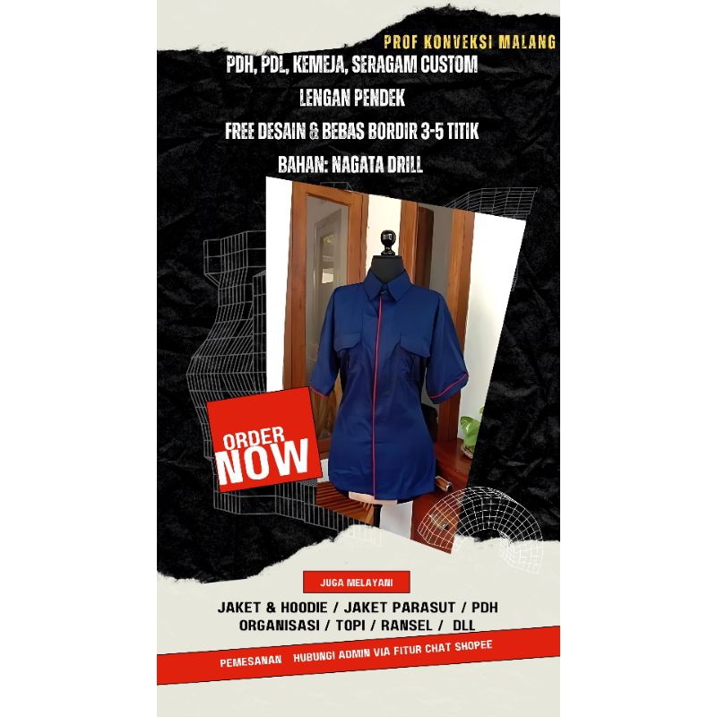 Konveksi Kemeja Seragam Pdh Bordir Custom Lengan Pendek Nagata Drill