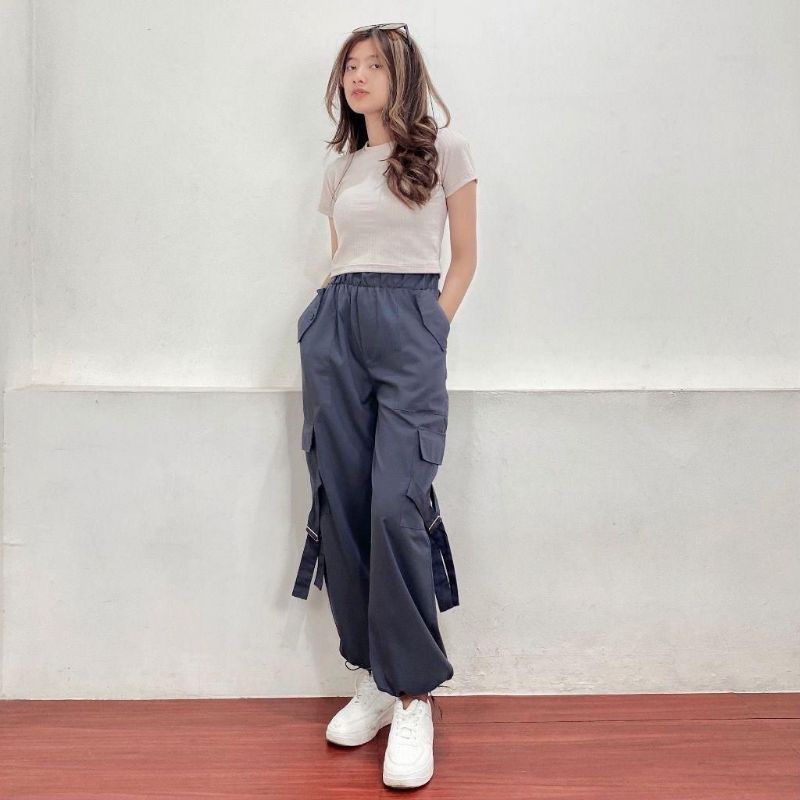 Celana Cargo Pants Wanita Hightwaist-Cargo Wanita-Celana Cargo Wanita Kekinian-Celana Cargo