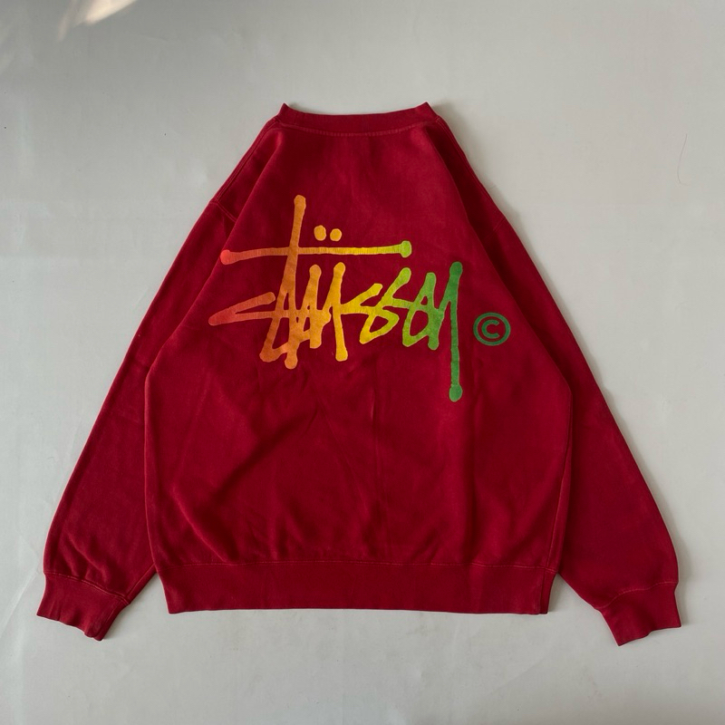 Crewneck Stussy Vintage 90s Raggae Red