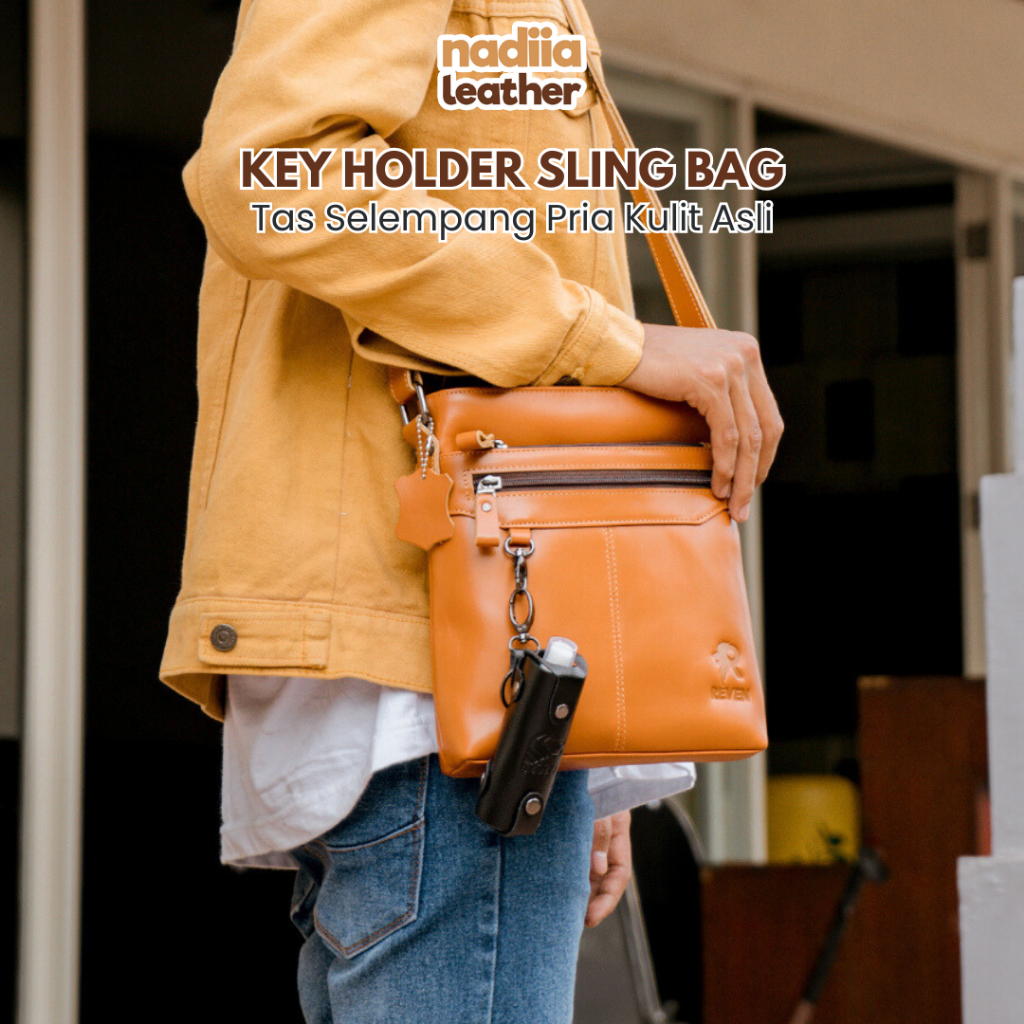 Tas Selempang Pria Kulit Asli Sling Bag Reven Key Holder Bag