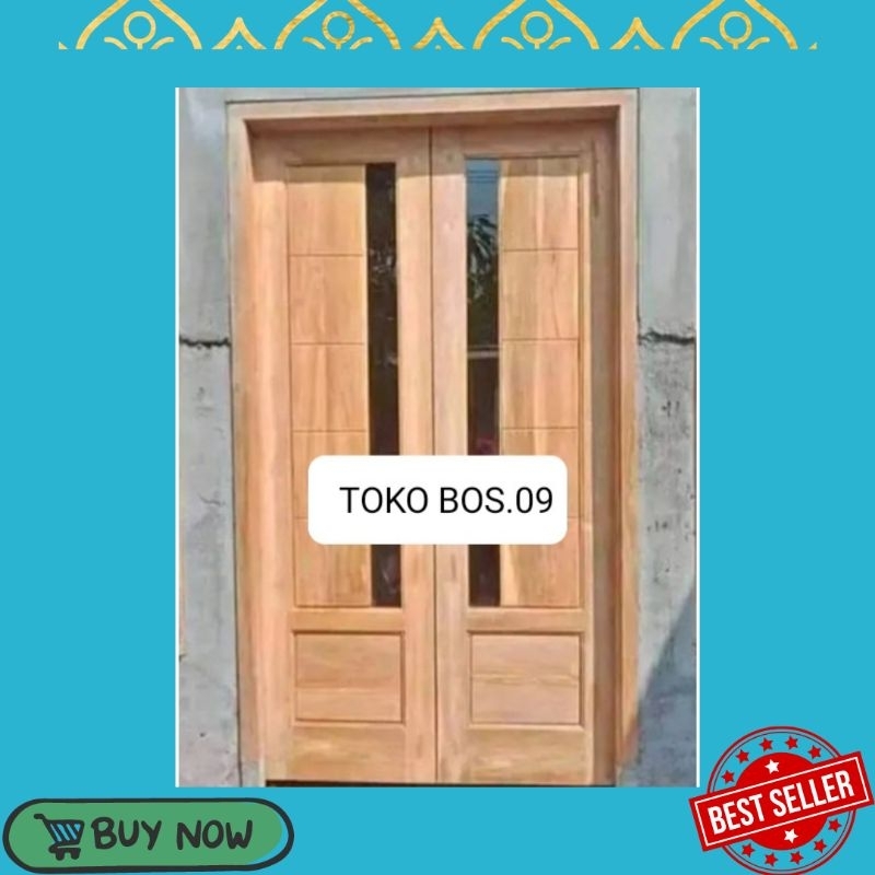 Pintu+Kusen Kupu Kupu Kaca Hitam Kayu Mahoni Pintu Utama