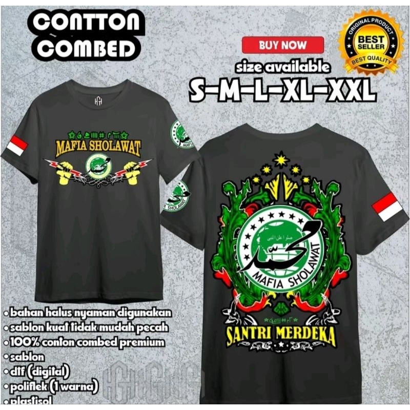 KAOS MAFIA SHOLAWAT SANTRI MERDEKA - TSHIRT DISTRO BAHAN KATUN