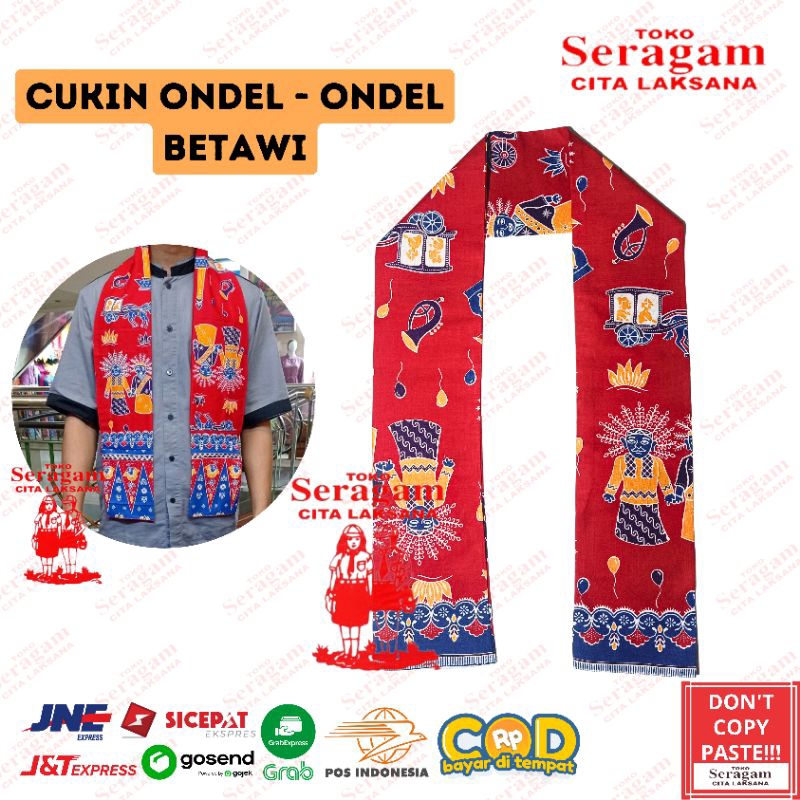 Terbaru Cukin / Syal / Selempang Betawi Ondel - Ondel Khas Betawi / Batik Betawi Termurah
