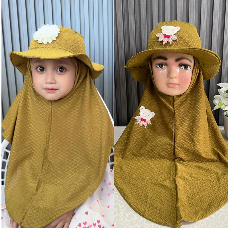 RB jilbab topi anak koboy jilbab topi terpisah jilbab topi anak prempuan AST