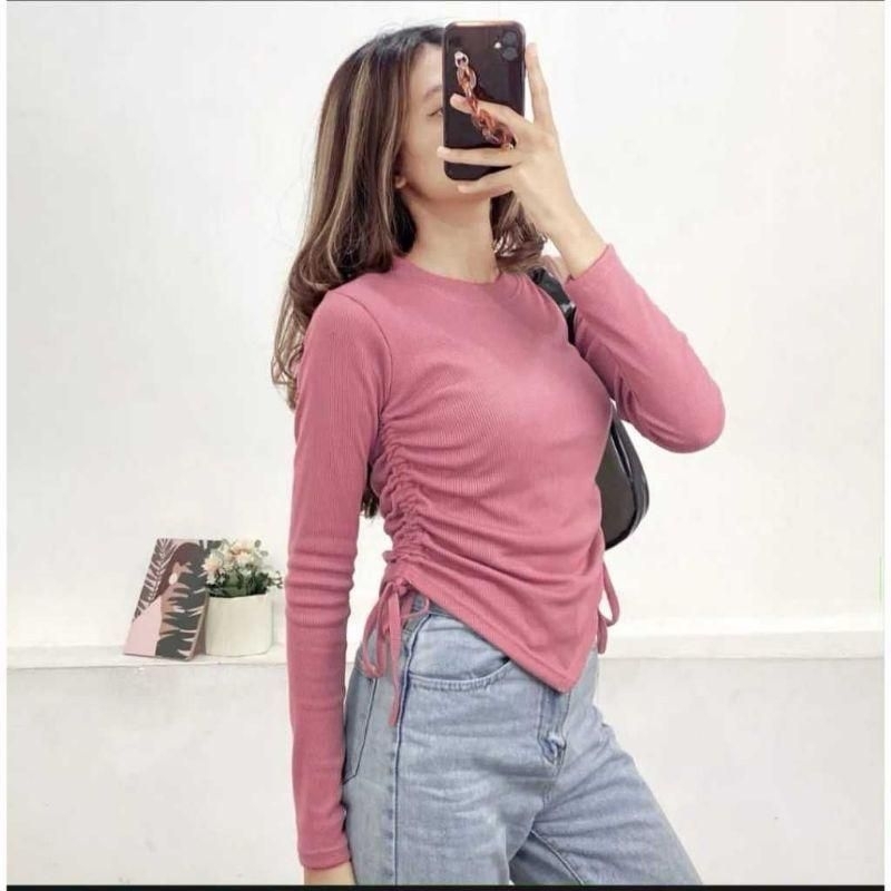 crop top tali serut /Rip knit premium /komisol wanita/tank top Rajut premium