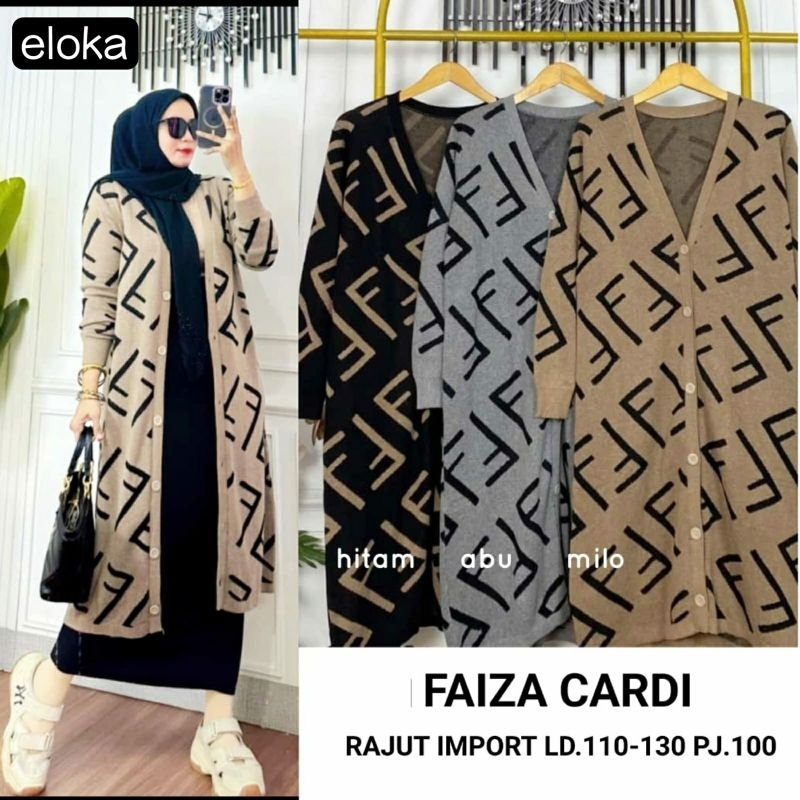 CARDIGAN LONG TUNIK WANITA JUMBO/FAIZA/CARDIGAN WANITA RAJUT IMPORT JUMBO LD 130 CM FIT XXXL
