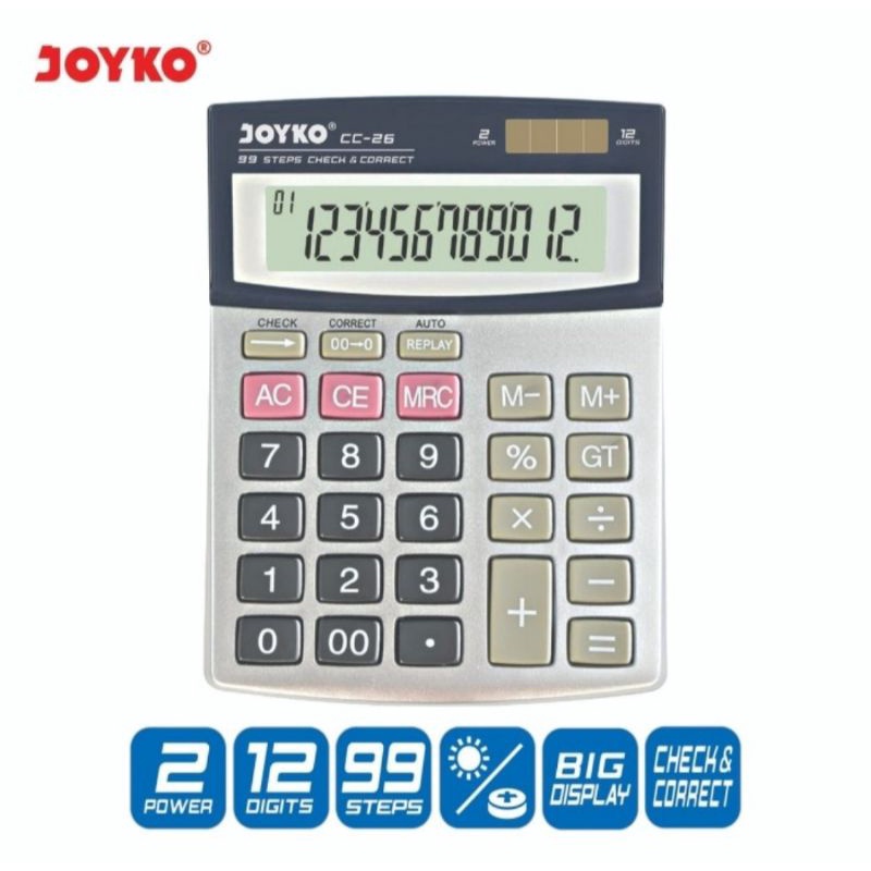 

EKSKLUSIF Kalkulator JOYKO CC 26 Original Calculator Check Correct Bisa Cek Ulang CC26