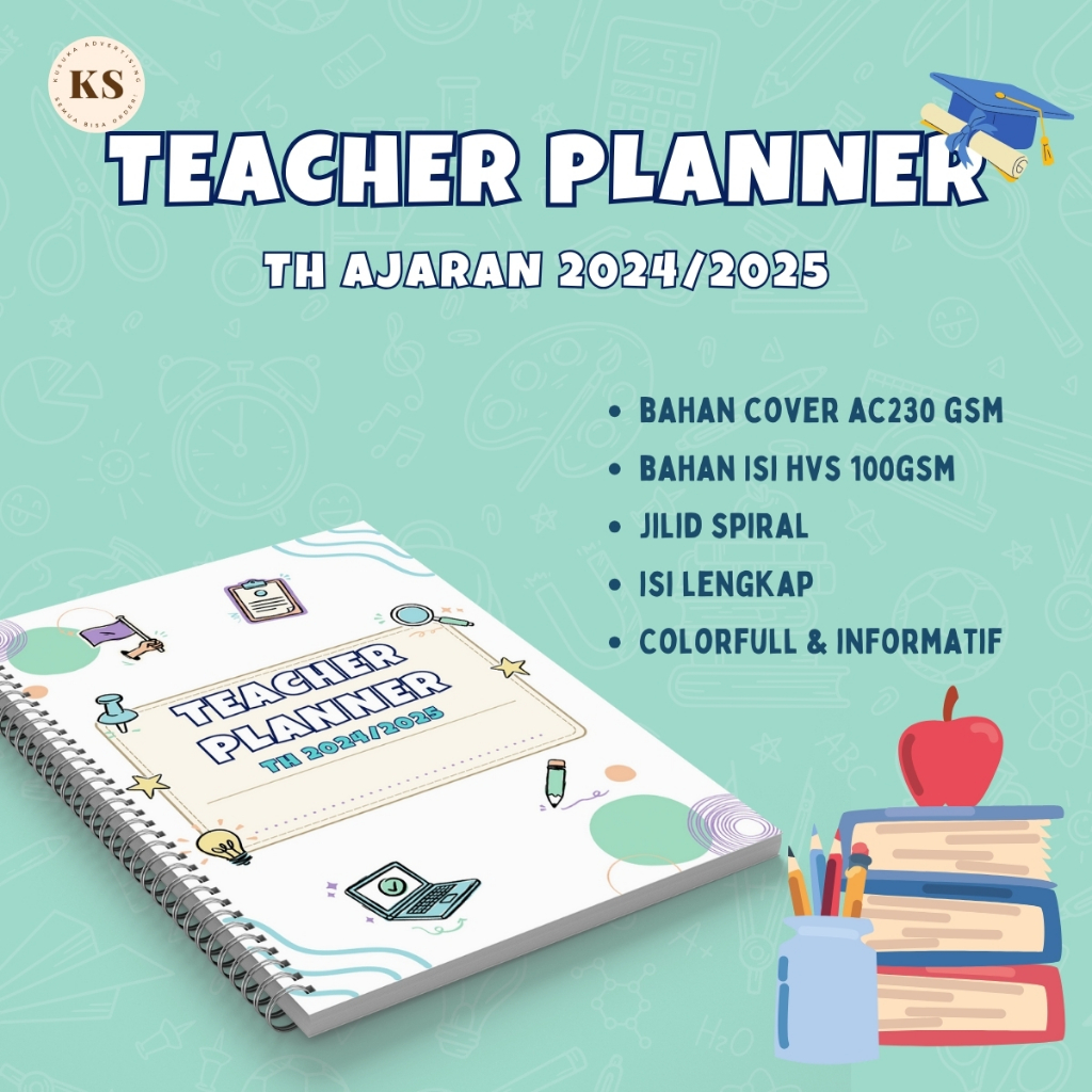 

TEACHER PLANNER TAHUN AJARAN 2024/2025 Jilid Spiral Ukuran A4 Isi Lengkap Bahan HVS 100gsm