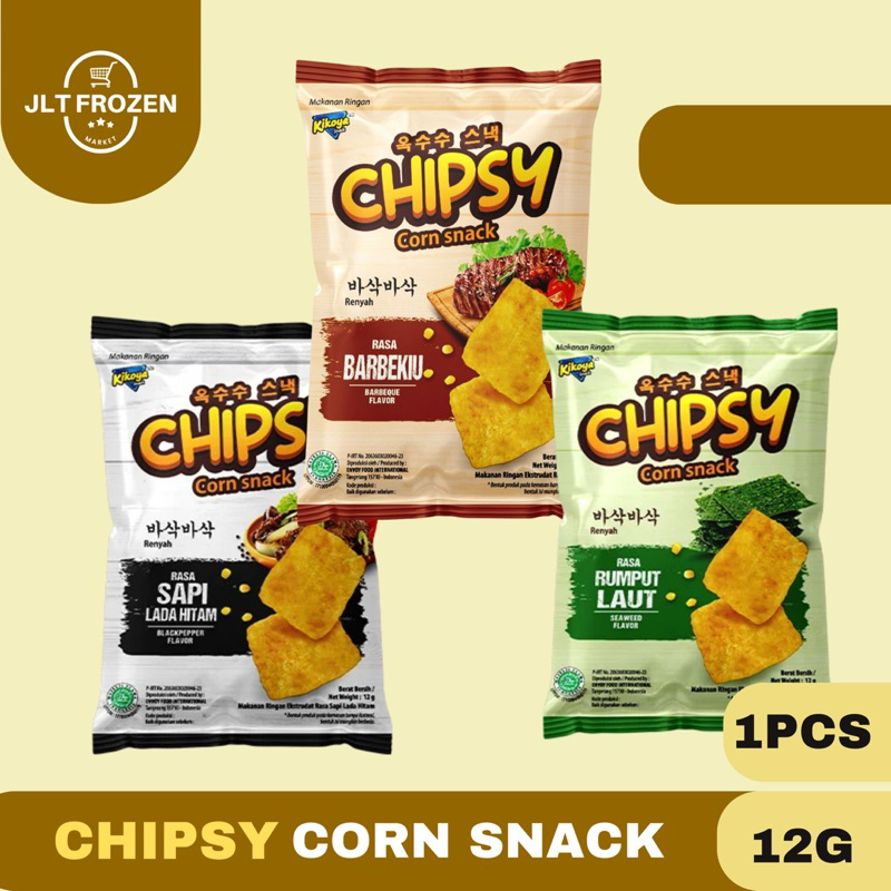 

Chipsy Corn Snacj / Cemilan Snack Jagung rasa Rumput Lait / BbQ / Lada Hitam 12g
