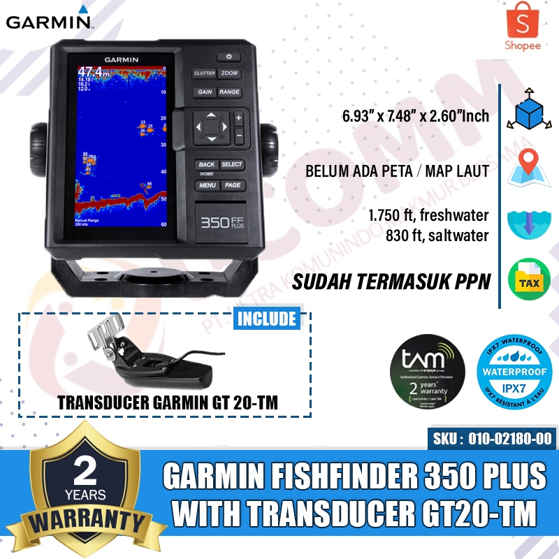 GARMIN Fish Finder 350Plus FF 350 Plus Fishfinder 350 Sonar Ikan GT20 Original Garansi Resmi TAM