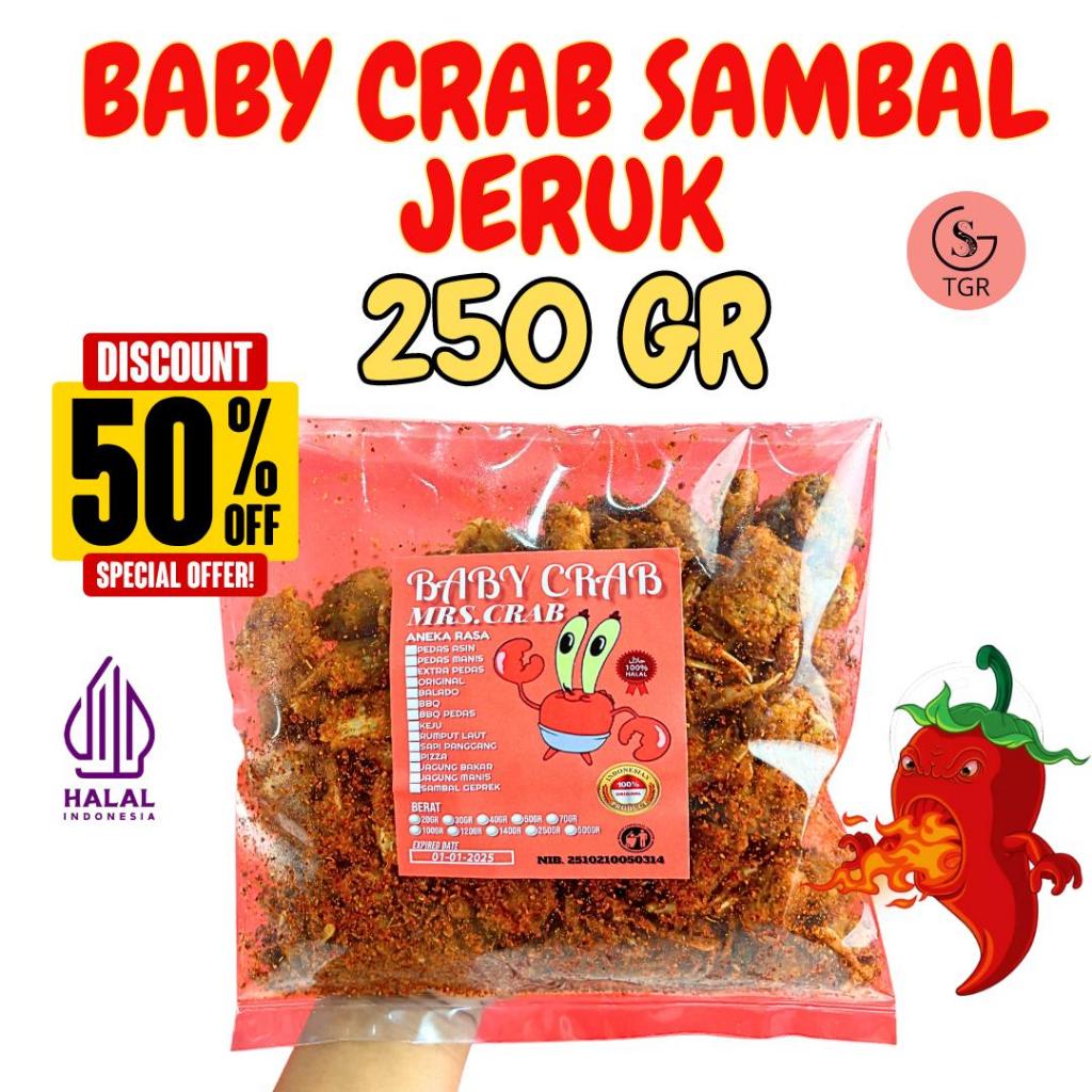 

BABY CRAB SAMBAL JERUK PEDAS LEVEL 10 250GR - KERIPIK OLAHAN LAUT