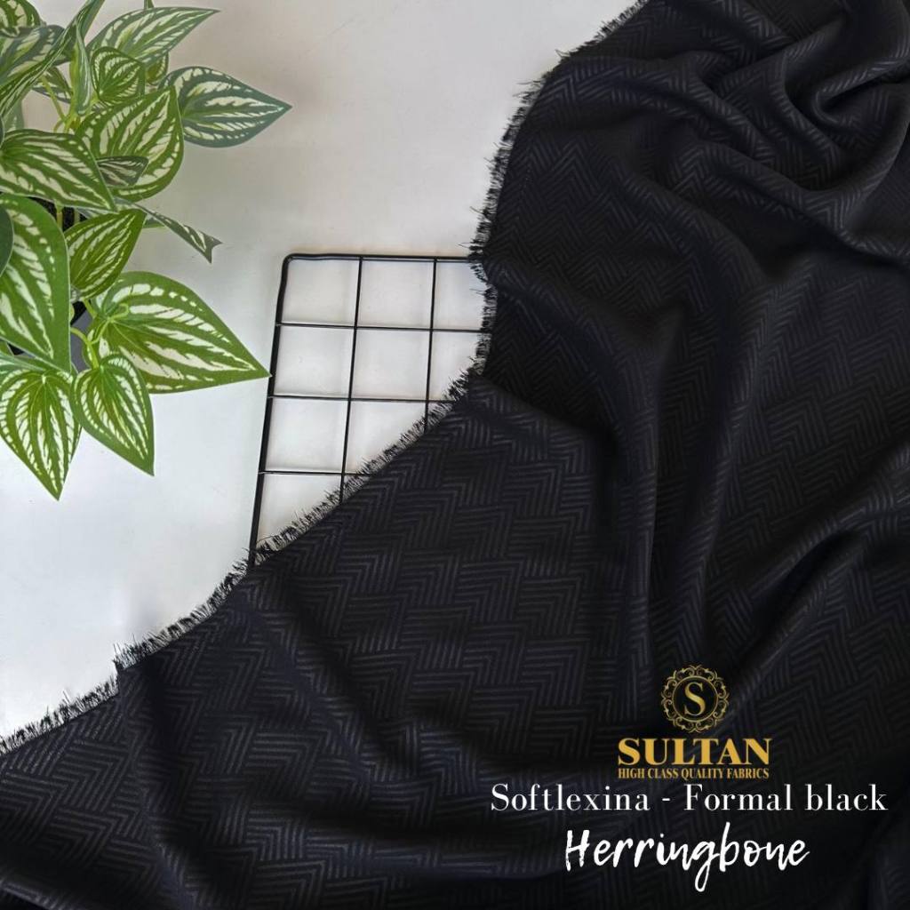 50CM EMBOS HERRINGBONE SOFT LEXINA FORMAL JET BLACK KAIN SULTAN (MEREK LAMA: SOFT LEXUS)