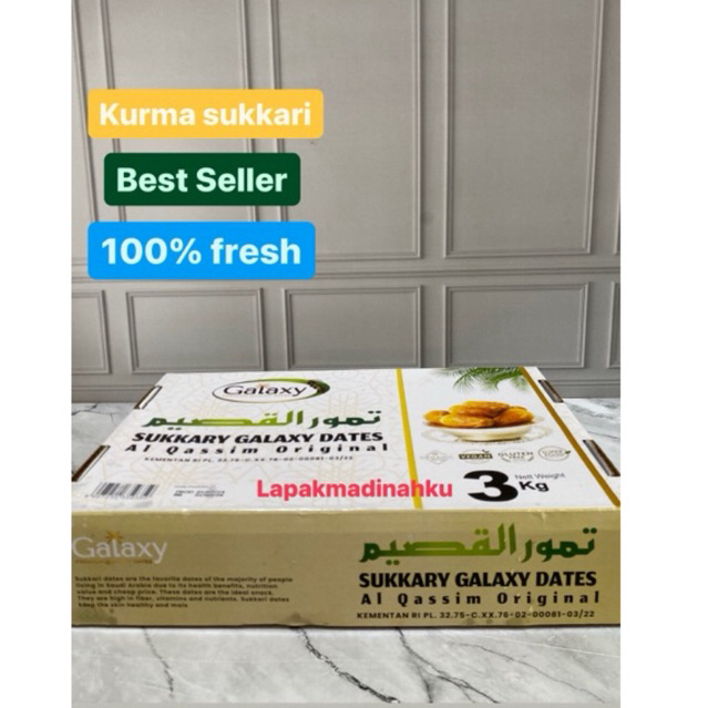 

Kurma Sukari 3kg/ Sukkari Galaxy Premium 1 Dus isi 3 KG/ sukari Al Qaseem