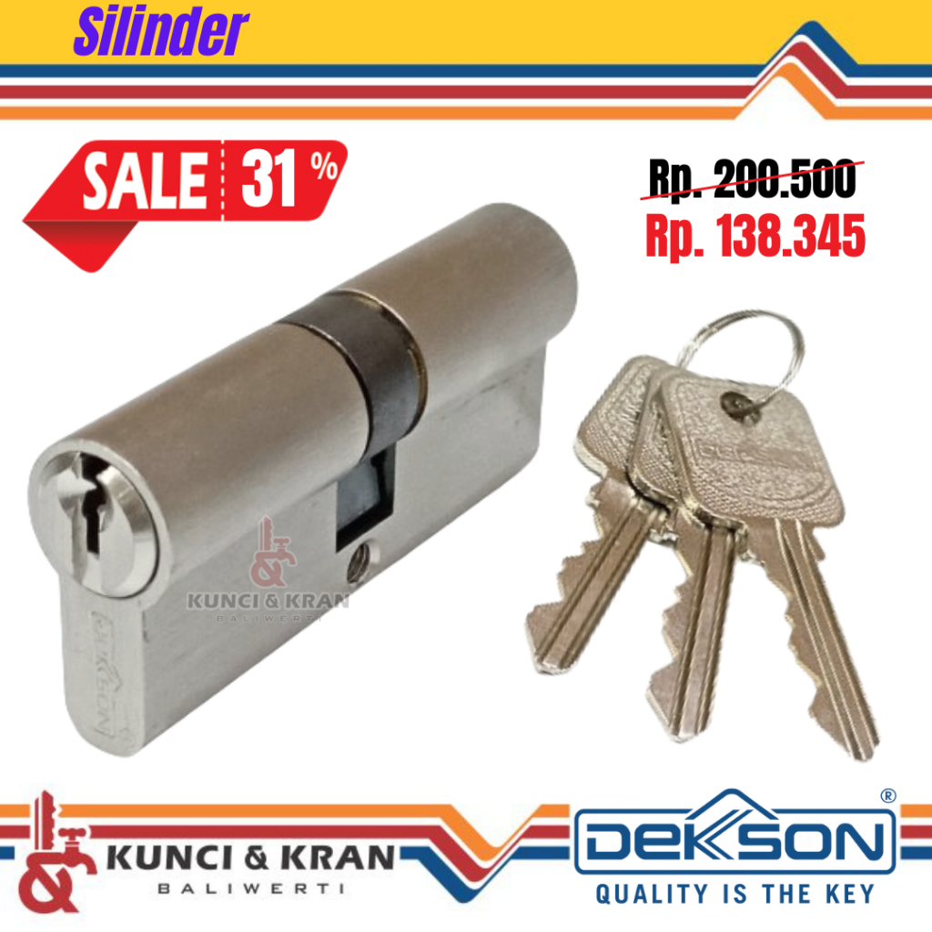Silinder Kunci Pintu Dekkson CYL DC DL 70MM SN Double Cylinder Kunci