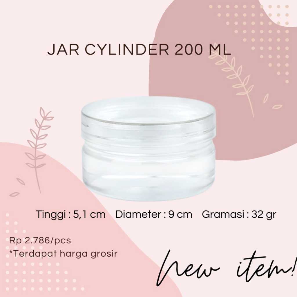 Jar Cylinder 200 ml / Toples Tabung 200 ml / Toples Tabung Bening 200 ml