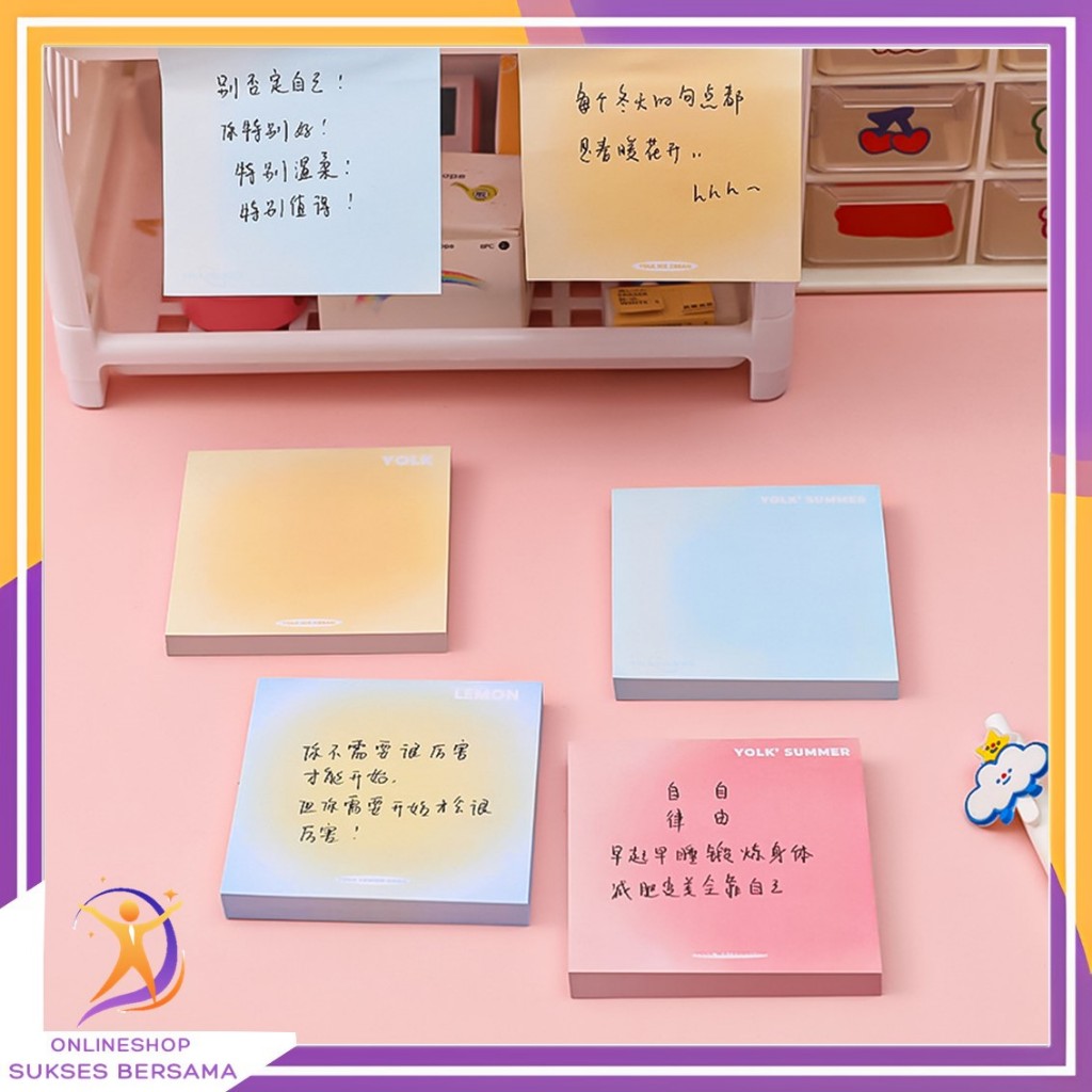 

OSB Sticky Notes Gradasi Lucu Polos 50 Lembar Memo Tempel Gradasi Warna-Warni 50Lembar Tempelan Kertas Catatan Memo Bookmark Notepad Alat Tulis Kantor Sekolah