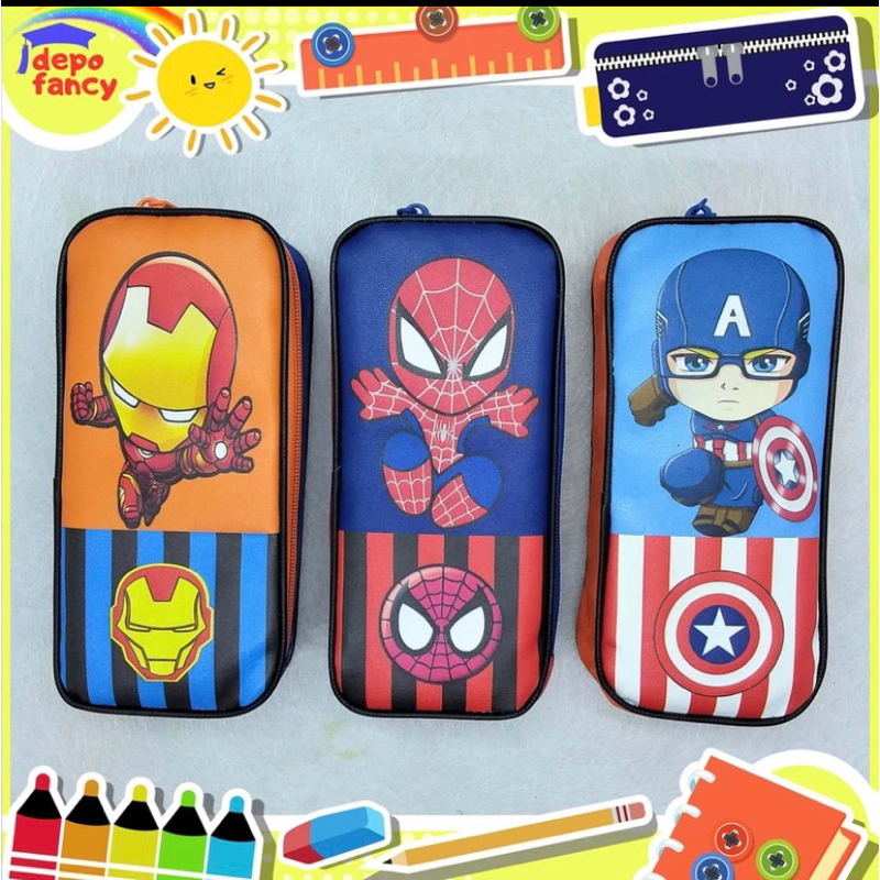 

PREMIUM Kotak Pensil Kain 1 Resleting Heroes H733 / Tempat Pensil / Tepak Pensil / Boks Pensil / Box Pen / Pencil Case