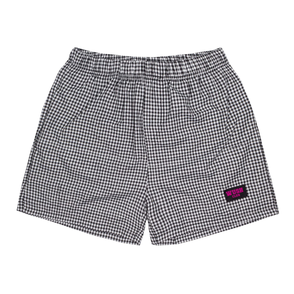 WUSH CLUB CELANA PENDEK PRIA WANITA KOLOR BOXER MOTIF KOTAK KOTAK HITAM