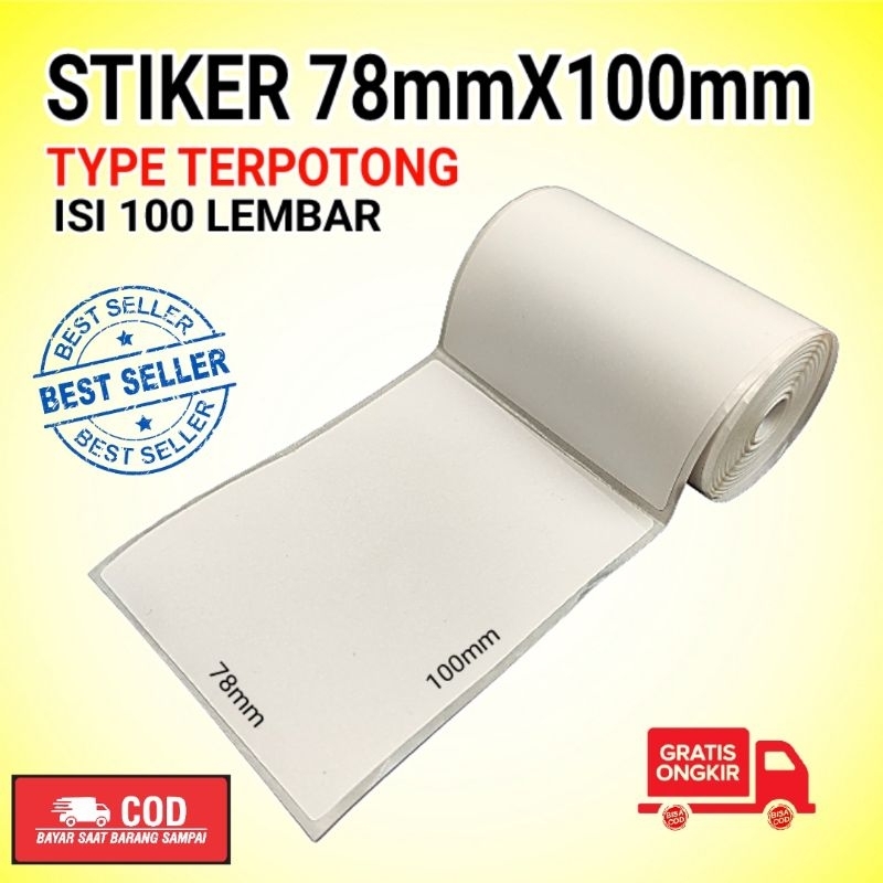 

LABEL THERMAL STIKER CUTTING 78/76mm x 100mm isi 100pcs