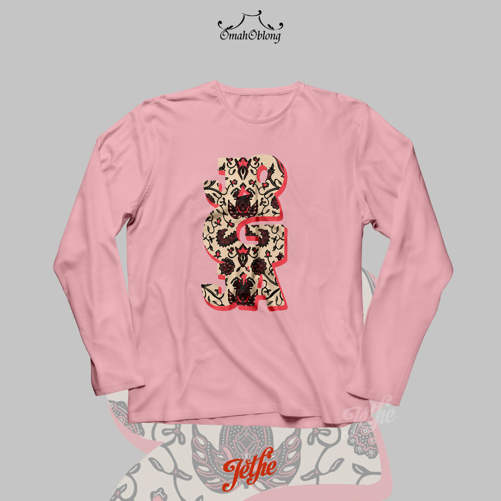 Kaos Slimfit Lengan Panjang by Omah Oblong Jogja T-Shirt Seri Jethe Klasik 'JOGJA BATIK' Kaos Dewasa