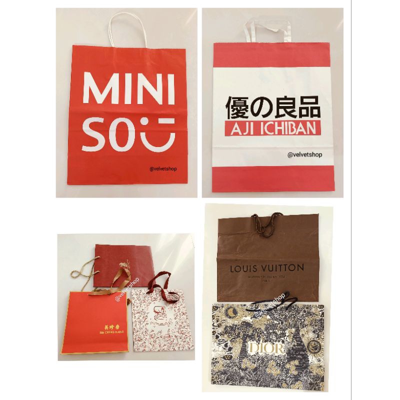 

Paperbag Shopping Bag tas belanja exclusive branded original Dior Louis Vuitton Aji Ichiban Minisou Oleh Oleh Singapore Hongkong Bee Cheng Hiang Ritz Carlton Lim Chee Guan