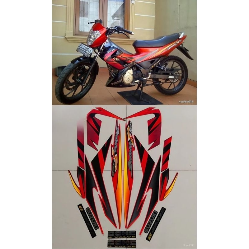 STRIPING STIKER POLET SUZUKI SATRIA FU 150 TAHUN 2008 MERAH HITAM THAILAND TERMURAH