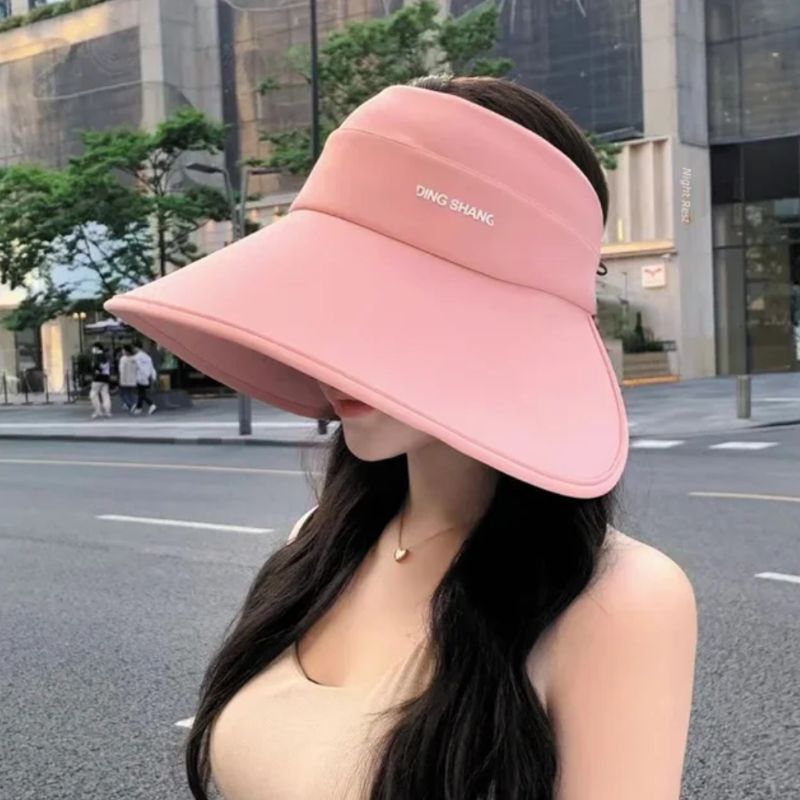 Topi Wanita Gulung Praktis Topi Olahraga Topi Pantai Topi Pantai Outdoor Pink