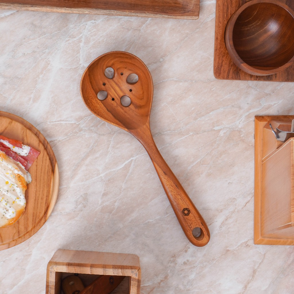 Spatula Jati Pasta Bulat / Spatula kayu Jati