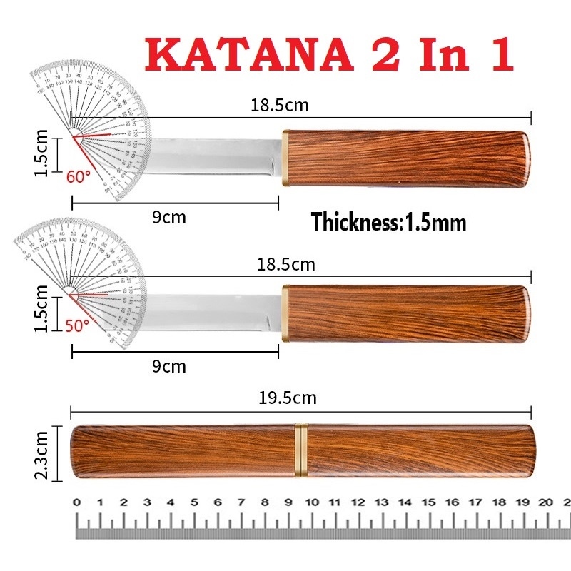 Pisau Dapur Katana 2in1 Pisau Koki Pisau Double 2in1 Pisau Katana Super Tajam