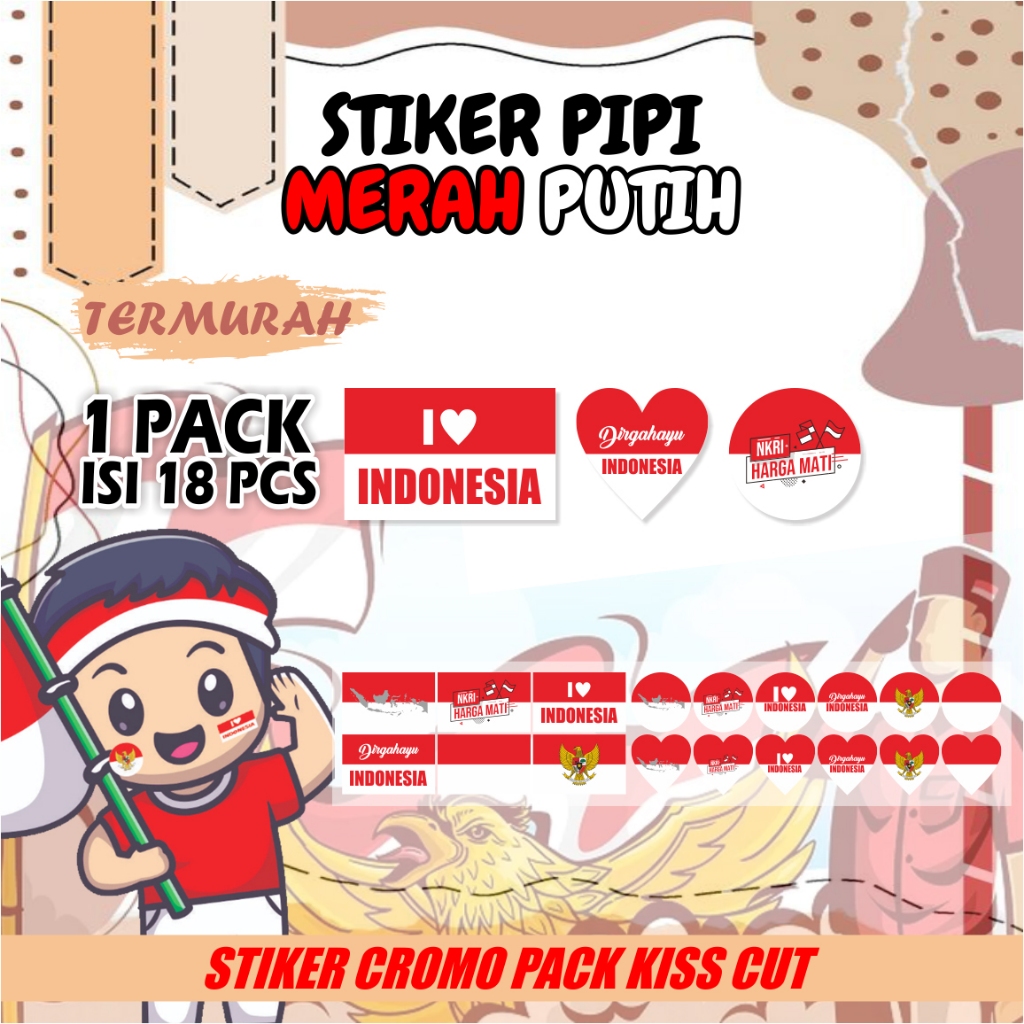 

STIKER PIPI |STICKER 17 AGUSTUSAN |TERMURAH| TERBANYAK| 1 PACK ISI 18PCS| SIAP PAKAI