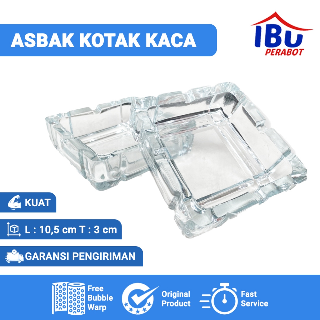 ASBAK KOTAK/ asbak rokok kaca kotak tebal