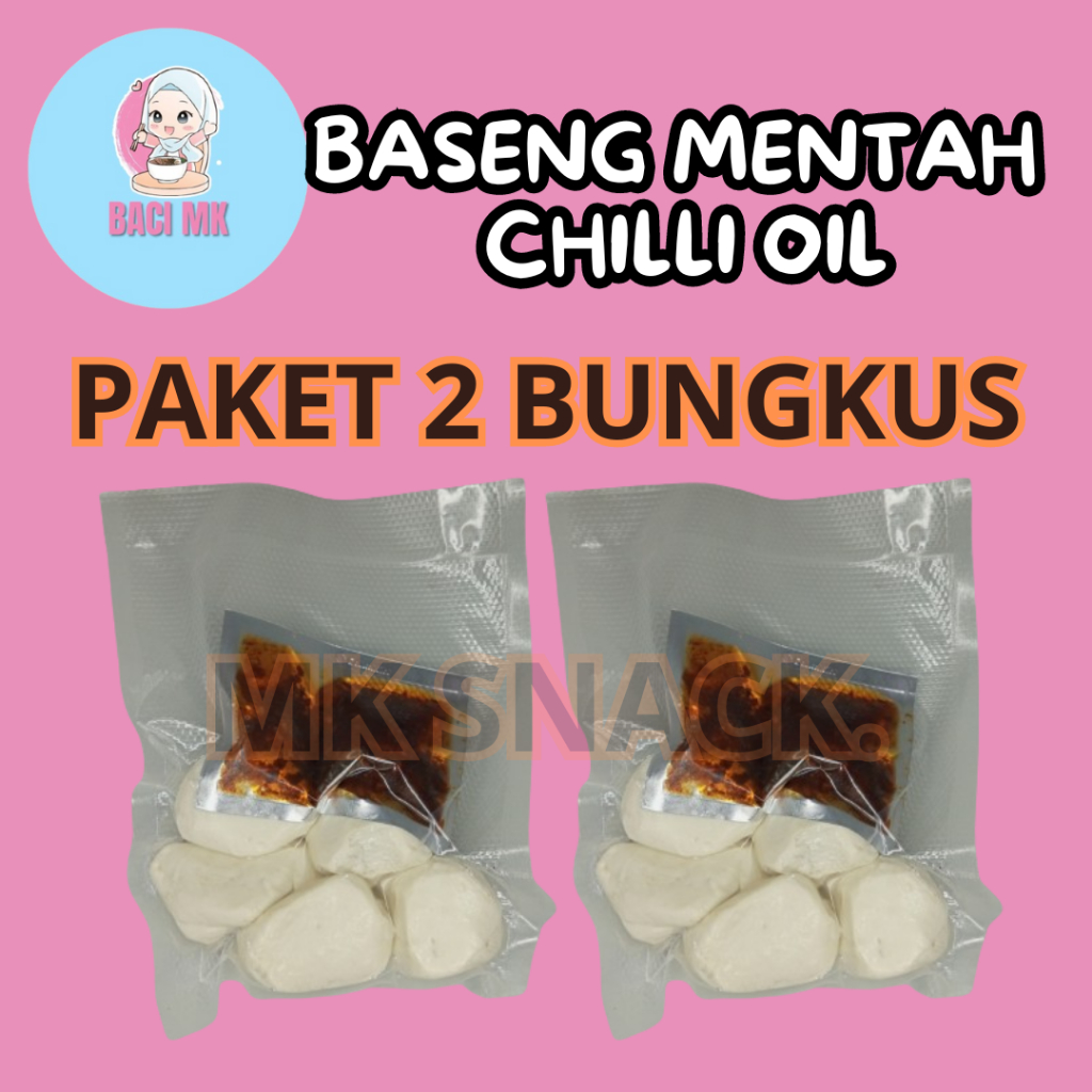 

PAKET 2 BUNGKUS BASRENG MENTAH CHILLI OIL ISI 5 BUTIR GRATIS CHILLI OIL PEDAS GURIH NIKMAT