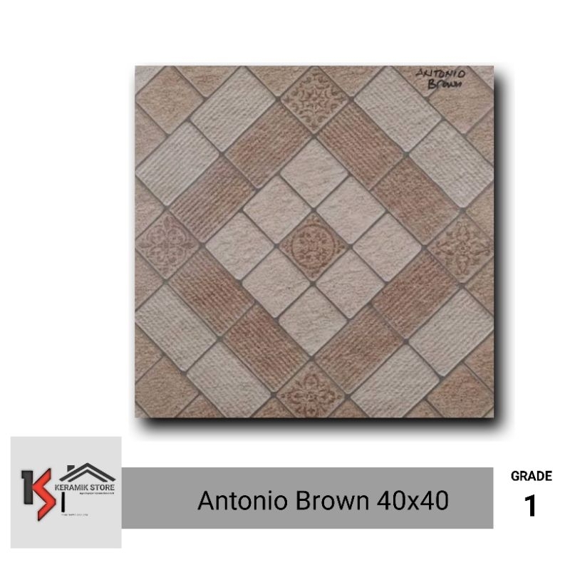 keramik 40x40 lantai teras kasar decoratif antonio brown platinum