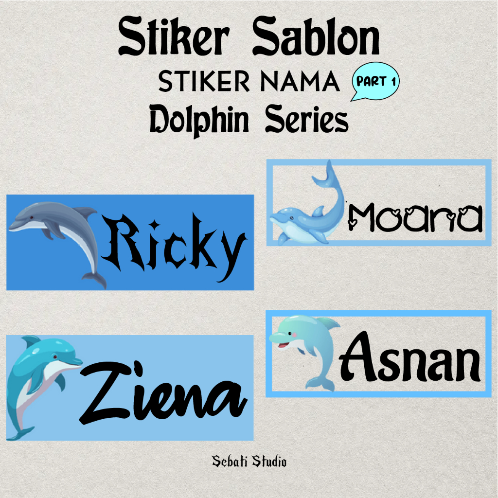 

Dolphin Series PART 1 | 1set isi 35pc FREE 5pc Sablon Setrika Iron Stiker Label Nama DTF FREE CUSTOM NAMA