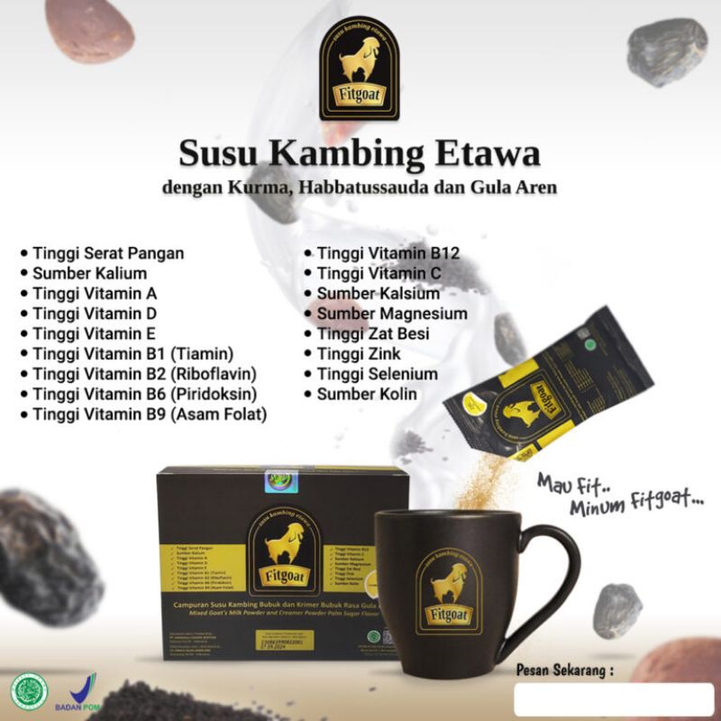 

Fitgoat Susu Kambing Etawa Bubuk 1 box isi 10 sachet