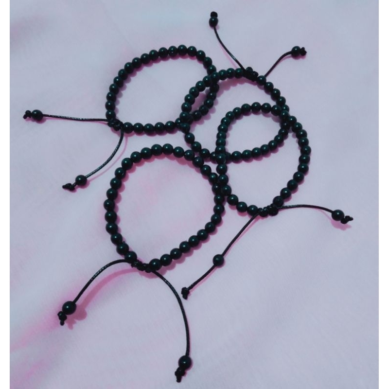 GELANG TANGAN TALI HITAM FASHION WANITA PRIA MUTIARA MANIK MANIK HITAM