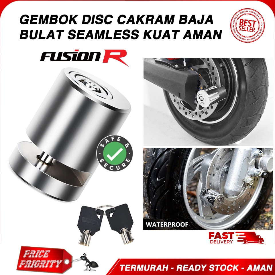 Paling Disukai Gembok Kunci Disc Cakram Bulat Baja Pengaman Motor Sepeda Kuat Aman Disk Lock FSR Tha