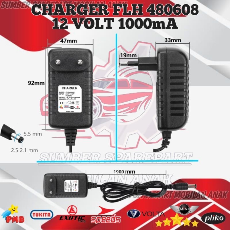 ADAPTOR 12 VOLT PLIKO BMW JEEP ADAPTER  RIDE ON CAR CHARGER 12VOLT MOBIL MOBILAN AKI MAINAN