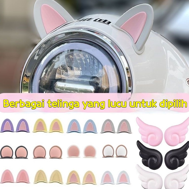Stok terbatas stiker sepeda listrik lucu Aksesoris Telinga Kucing Lucu Dekorasi Helm Ornamen Helm Te