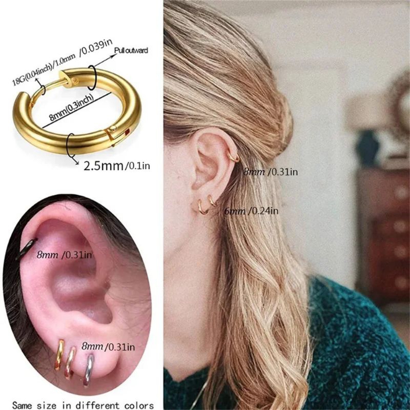 Sepasang 2 pcs anting hoop tebal 2,5 mm