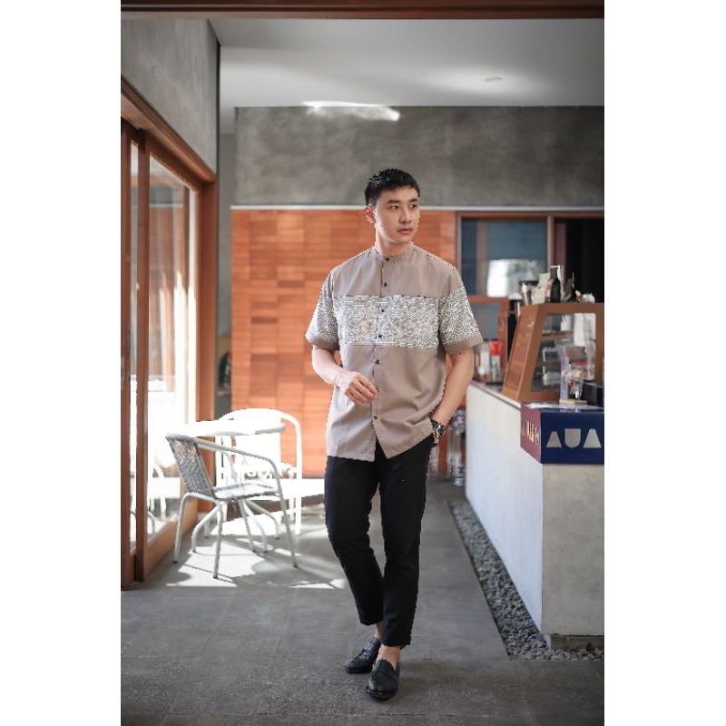 kurta pria lengan pendek baju muslim pria trz