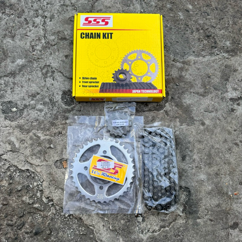 GEAR SET DEPAN BELAKANG SSS JUPITER Z LAMA CHAIN KIT JUPITER Z LAMA JUPITER Z BURHAN TRIPLE SSS