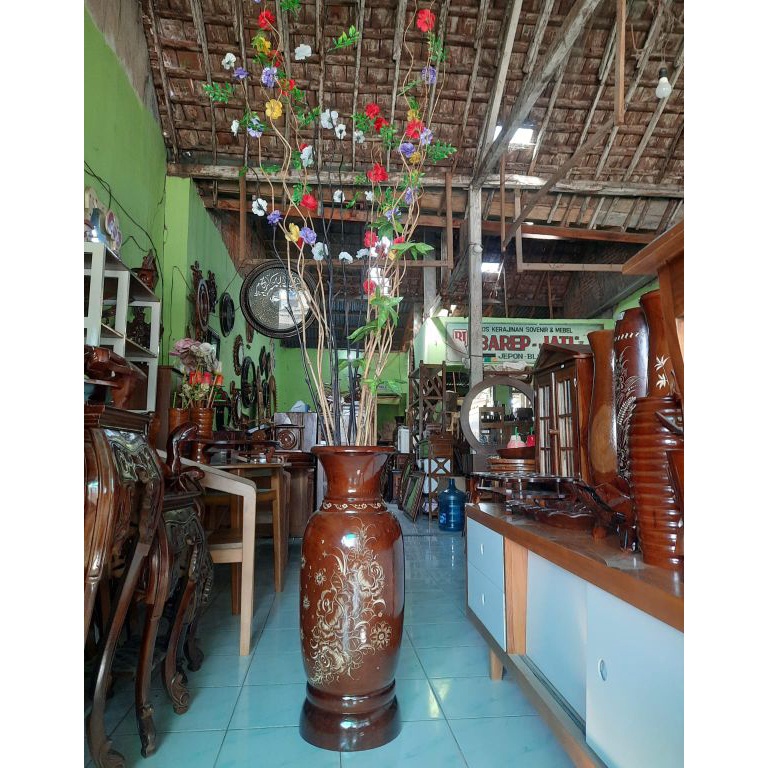 KODE Y58K guci jati  pot jati  vas jati  vas bunga  pot bunga kayu  toko kayu jati