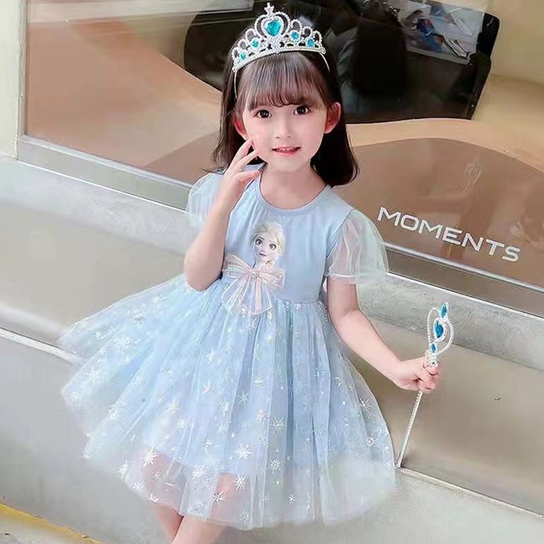 PRINCESS KESLI 19 Tahun Dress Frozen Pita Anak Perempuan katun kids Baju princess Elsa l LS2