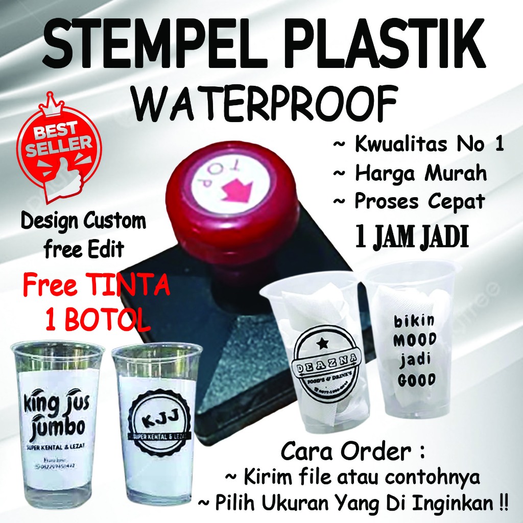 

Stempel Plastik | Stempel Gelas Cup | Stempel Mika | Kaca | Kayu | Free Tinta Refil 1 Botol 5 ML