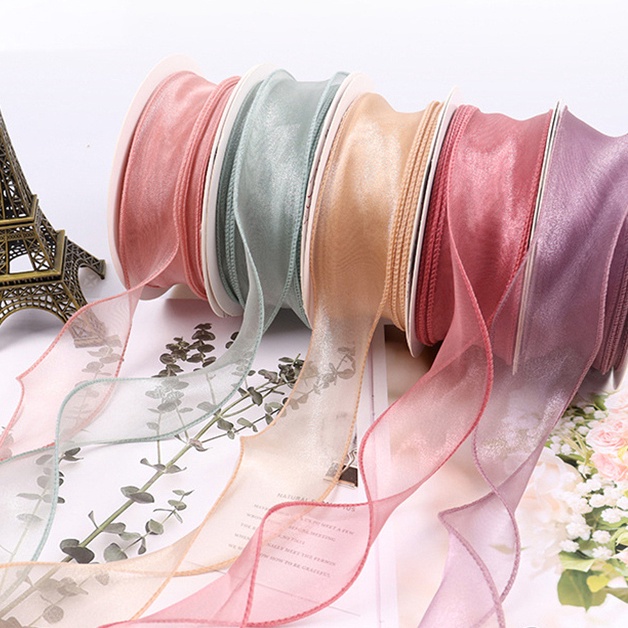 

KF7 1 GLG 1 YARD Pita Fishtail Ribbon 4 cm Organza Gelombang Premium Pita Buket Hampers Kado