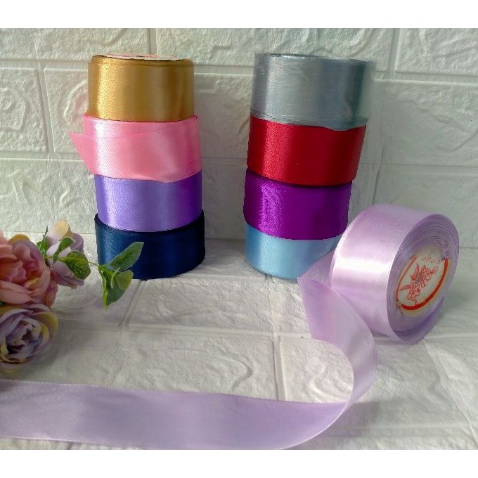 

HJ6 224 METERROLL PITA SATIN 4 5 CM 2 INCH PREMIUM UNTUK BUKET BUNGA SATIN GIFT BOX HAMPERS KERAJINAN DIY